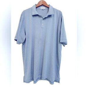 Peter Millar Summer Comfort Blue & Yellow Stripe Golf Polo Size XXL